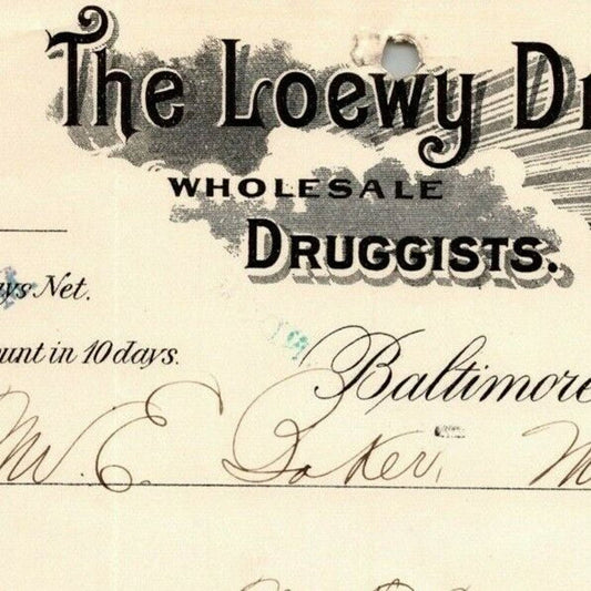 1901 Letterhead Billhead Loewy Drug Co. Druggist Baltimore - Ephraim Baker*