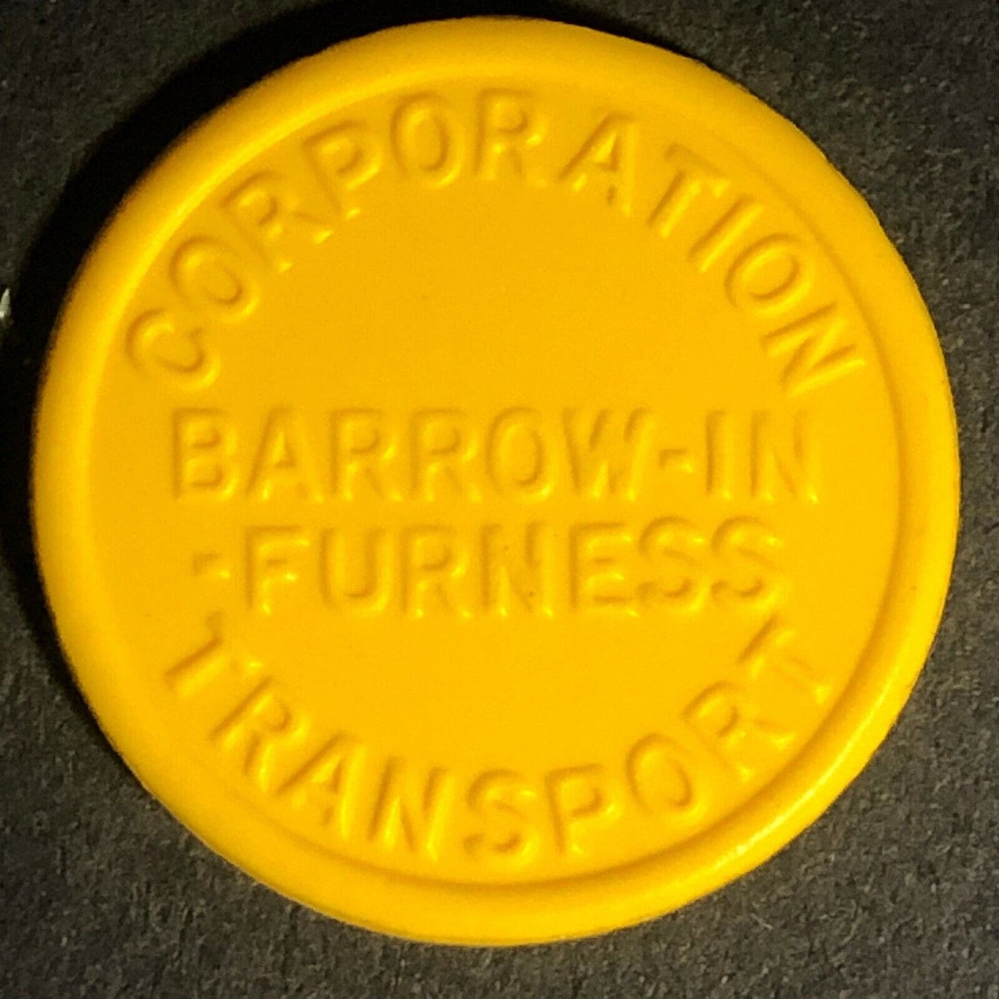Barrow-In-Furness "Employee Only" England Plastic Token YELLW 1D 23mm c50's-60's