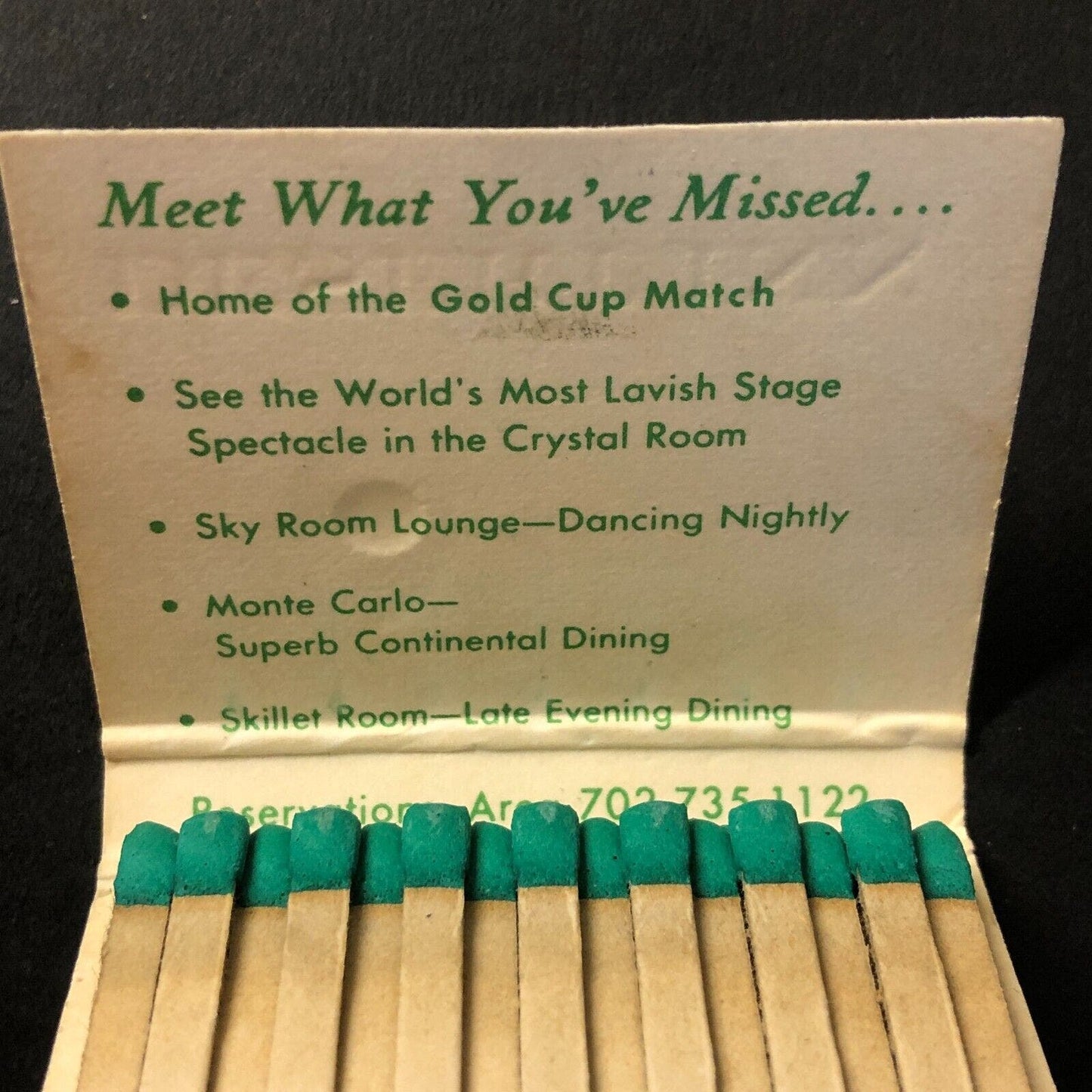 Desert Inn and Country Club Las Vegas Casino Full Matchbook c1960's-73