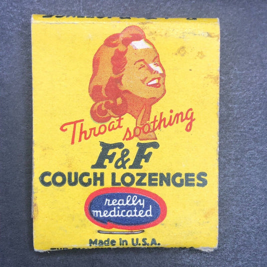 F&F Cough Lozenges Nearly Empty (-18) Matchbook c1940's-50's