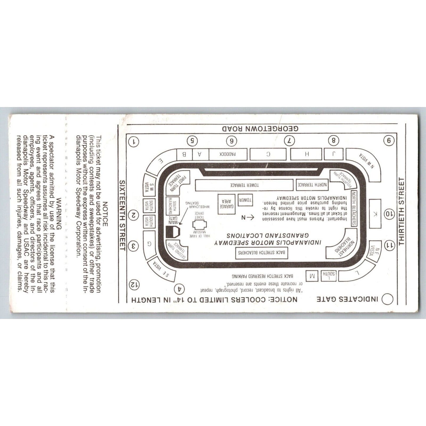 1991 Indianapolis 500 Ticket Stub Racing IMS - seat 18 - Damage