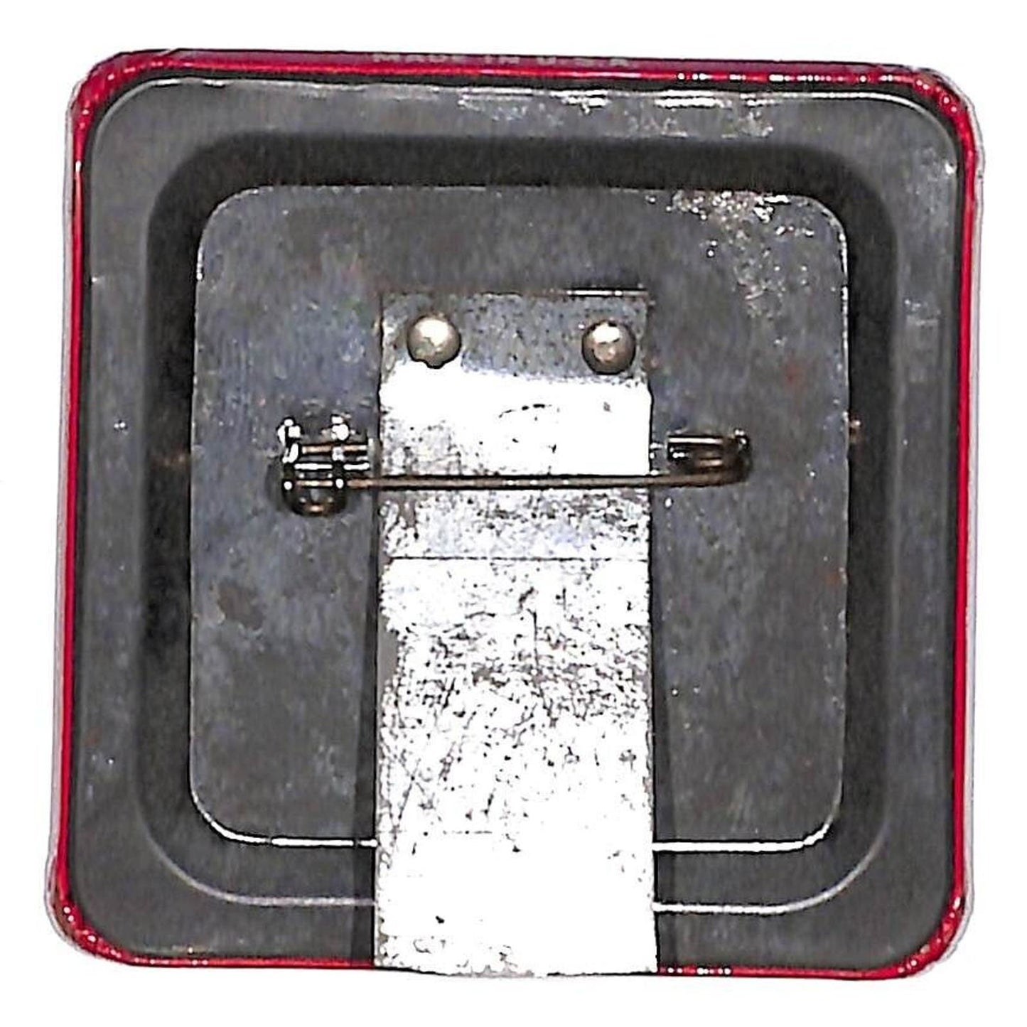 Macy's "Think" Square Steel Pinback Button Phila. Badge Co. c1940's-50's