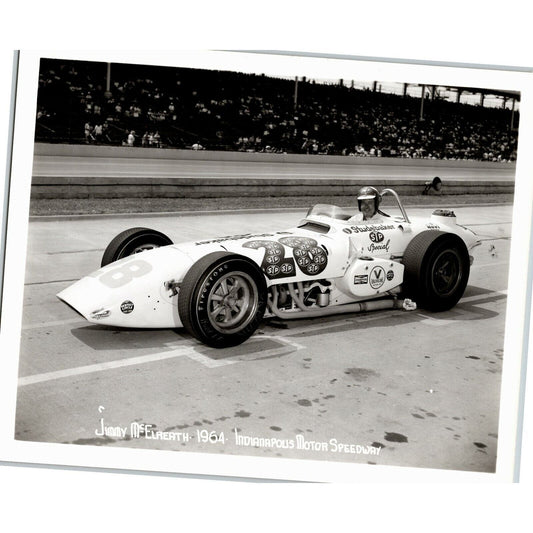 Indy 500 1964 Jimmy McElreath / Novi Glossy 8x10 B&W Original Photo - Stamped