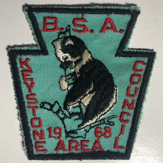 BSA Keystone Area Council 1968 Vintage Embroidered Patch - Black Bear