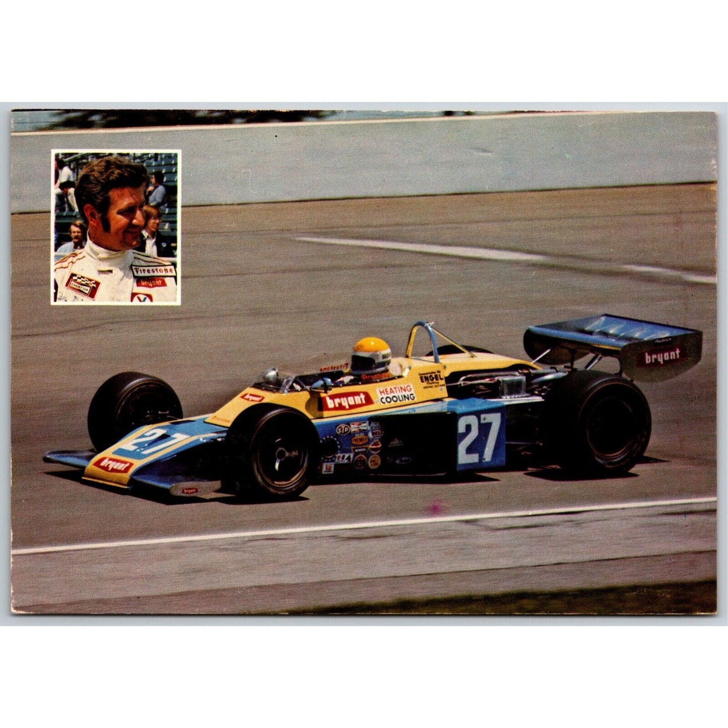 Vintage Oversized Indy 500 Postcard c1977 "Tom Bigelow" 5" x 7" NOS