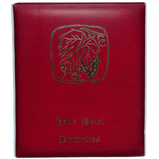 c1970's Park Hotel Bruxelles Menu w/ Big Thick Padded Folder / Cover