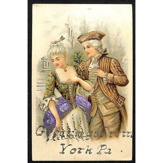Greetings From York, PA Romantic Couple Glitter Postcard c1920's VGC - Embossed