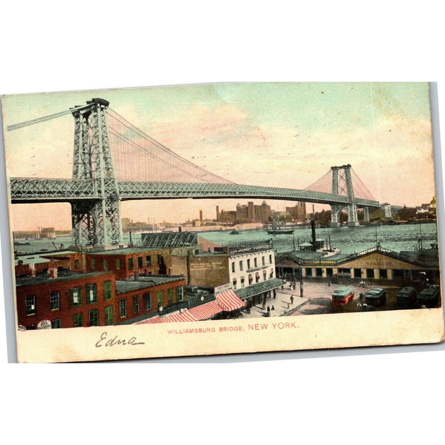 Vintage c1908 New York Postcard "Williamsburg Bridge"