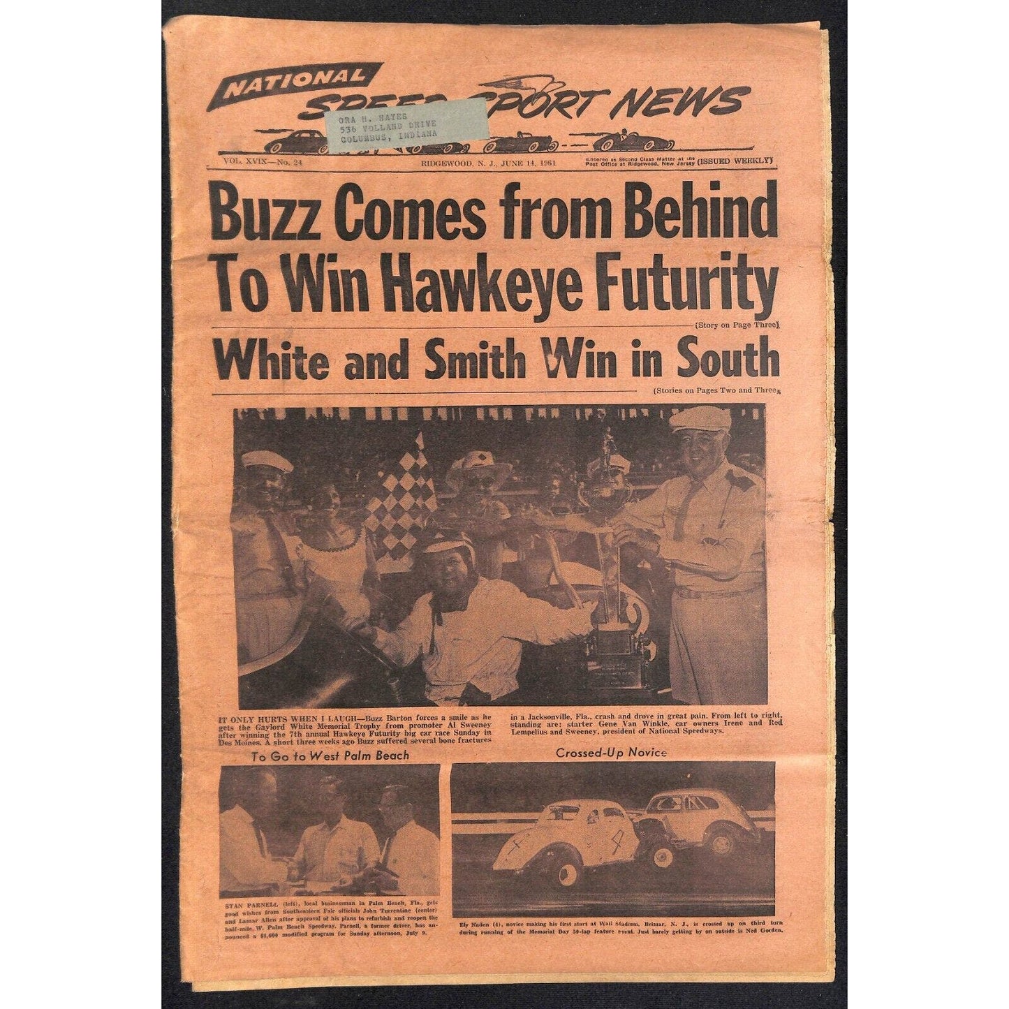 National Speed Sport News 6/14 1961 Buzz Barton Win Futurity Racing 15pp VGC