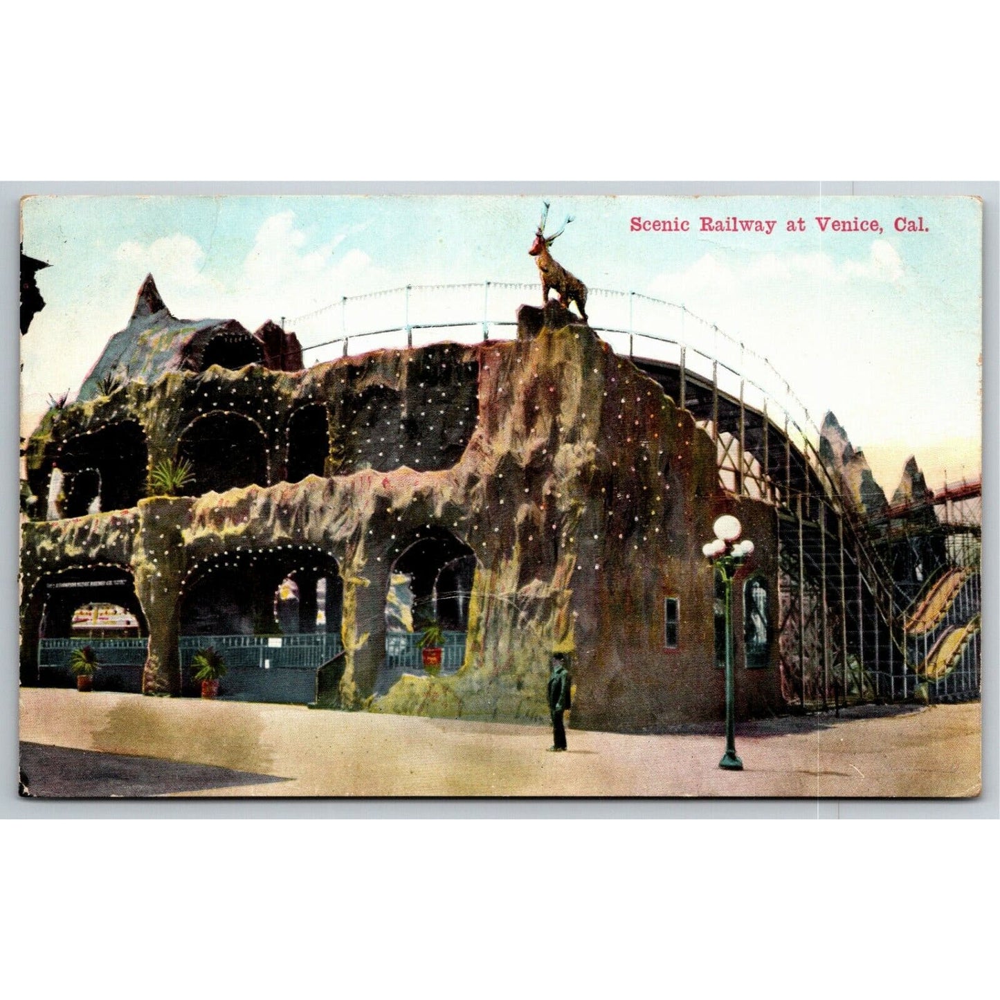 Vintage c1911 PPC Postcard - "Scenic Railway at Venice, CAL"
