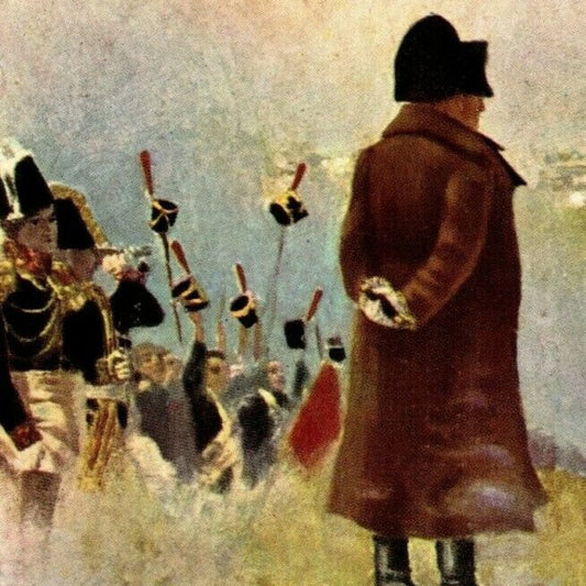 c1907-16 Russian Cyrillic Postcard Napoleon w/ Soldiers Overlooks From Hillside