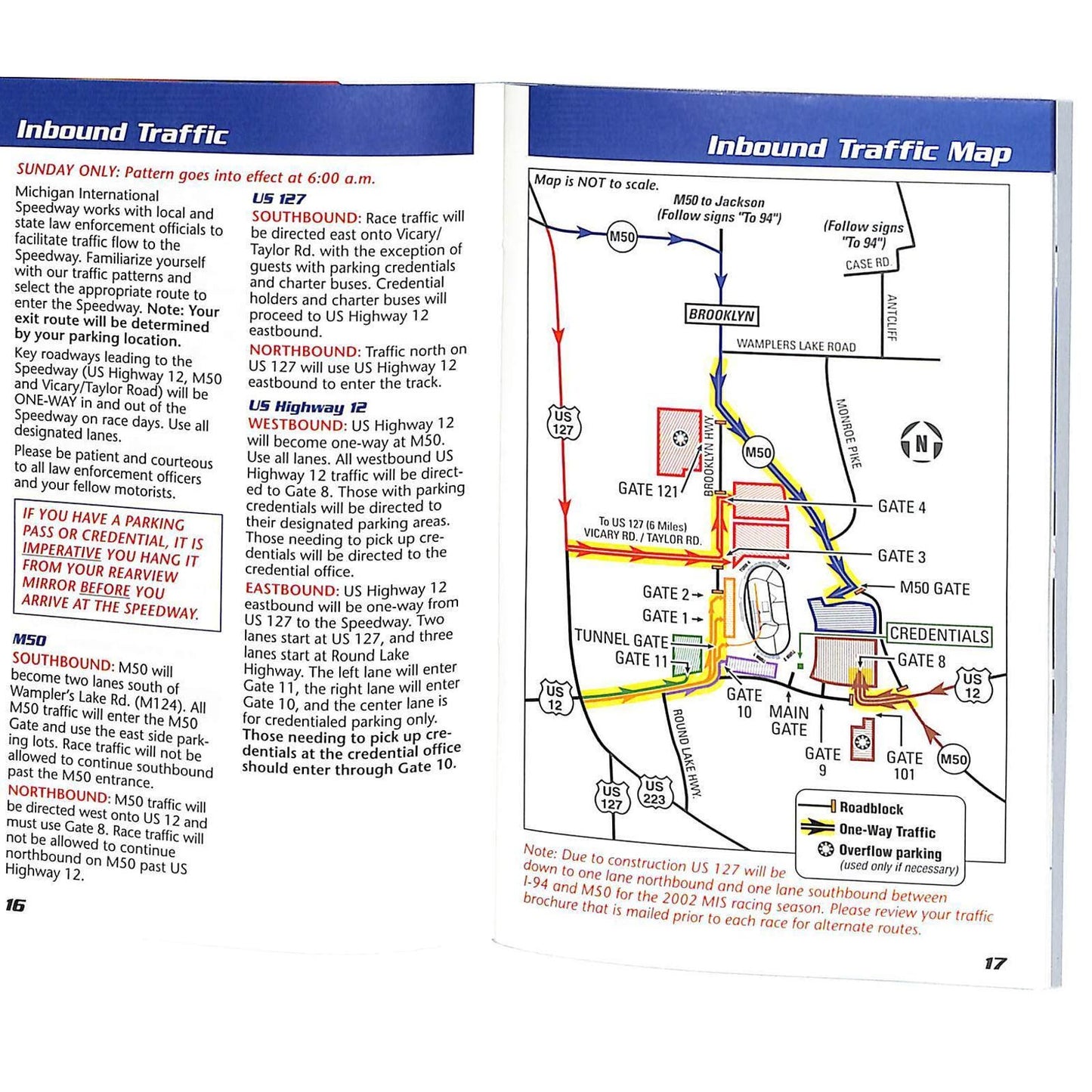 2002 Michigan International Speedway Guest Guide Info & Map Booklet --- 47pp VGC