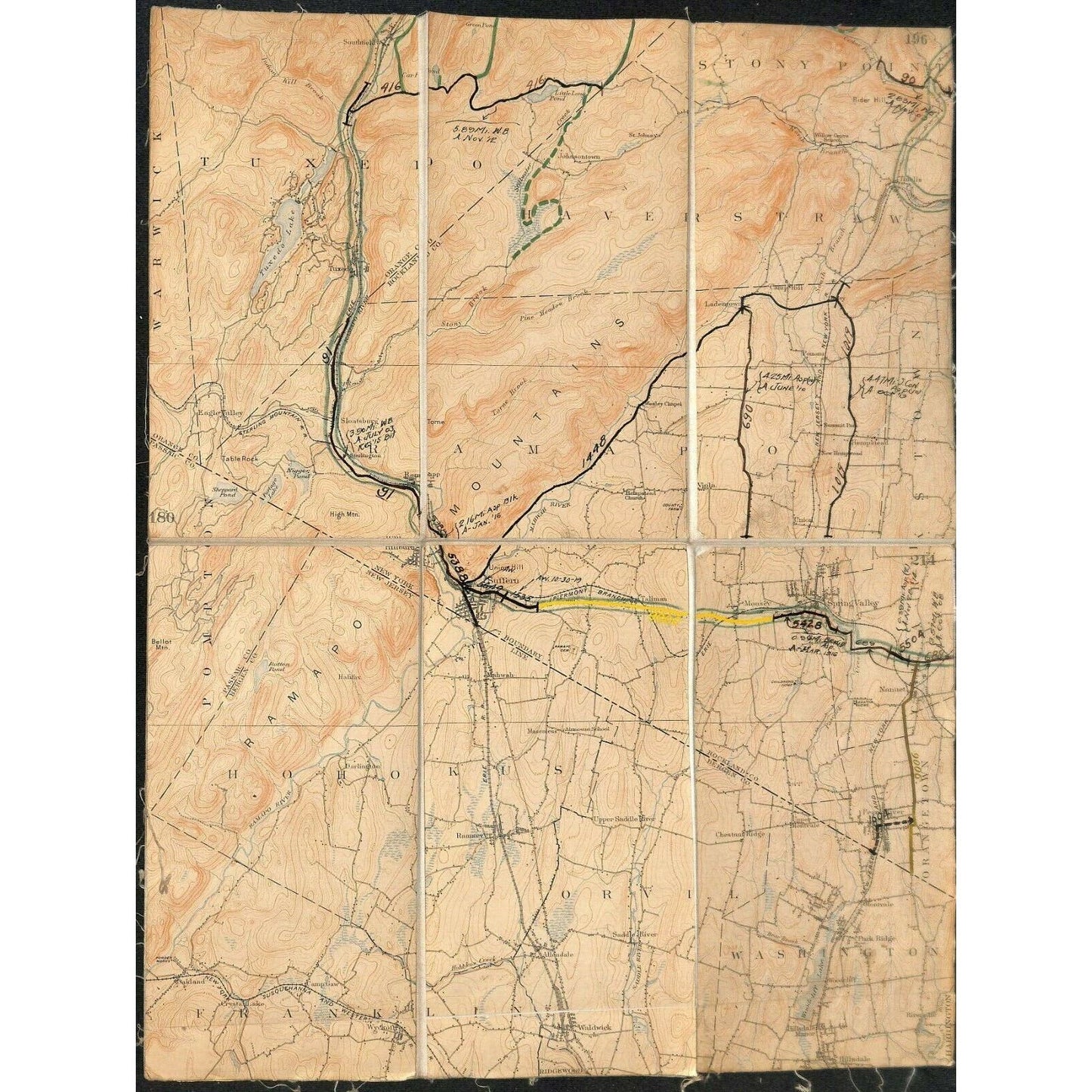 Vintage Official NY State Topographic Map Suffern Spring Valley Nanuet Chestnut