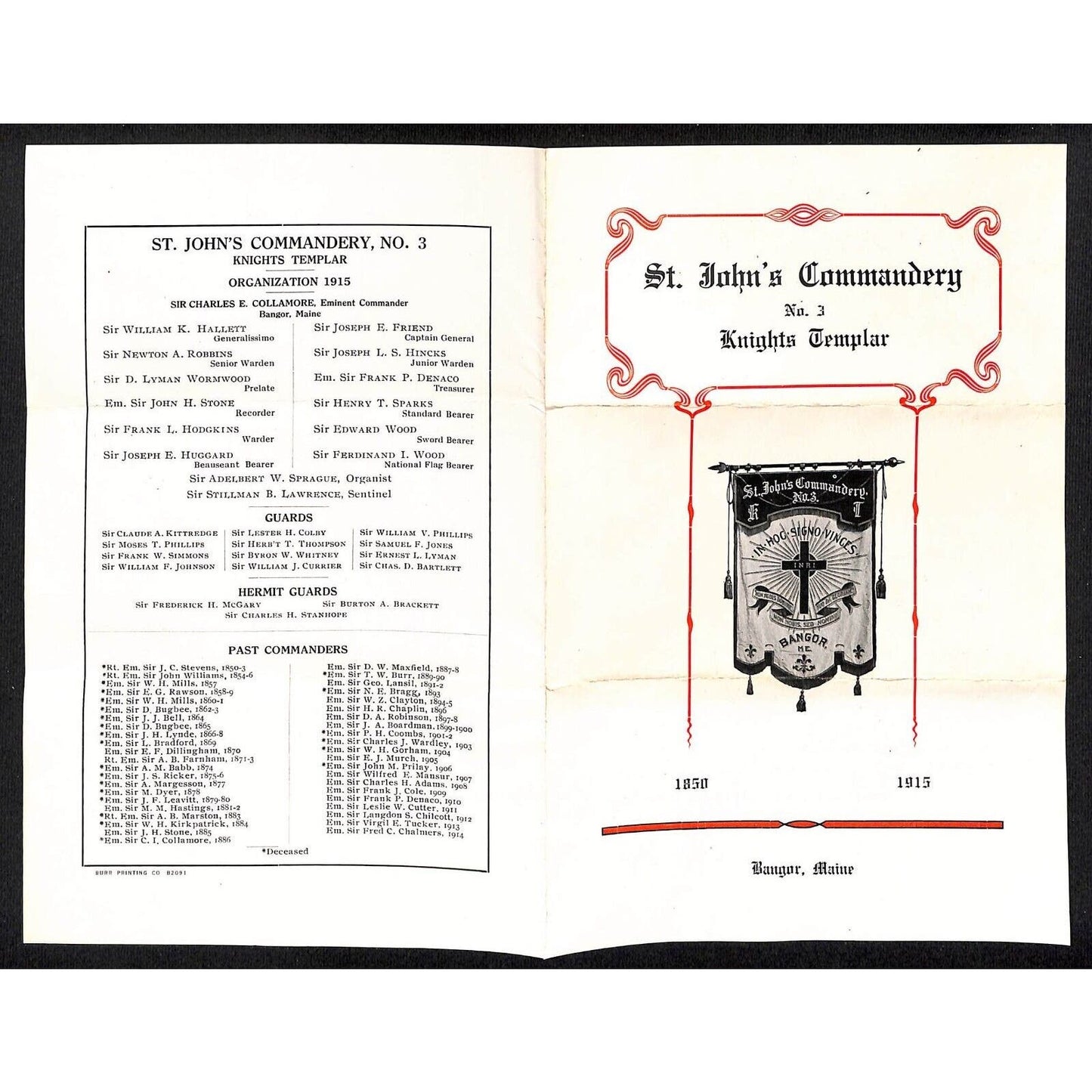 Newburgh ME Amos W. Knowlton* 1915 Bangor Knight's Templar St. John's Commandery
