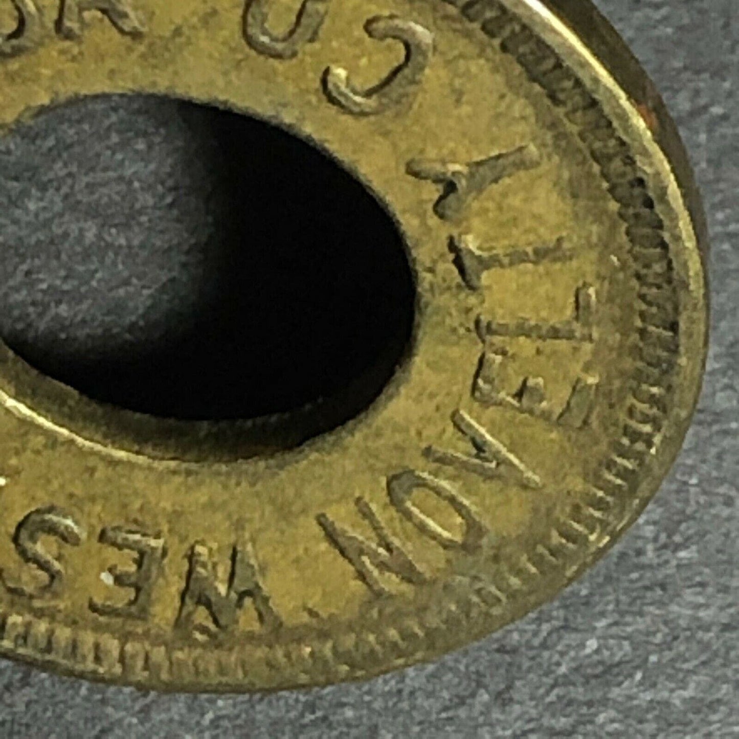 21mm c1914 Brass Western Canada Novelty Good for 5 Cents in Trade Donut Token