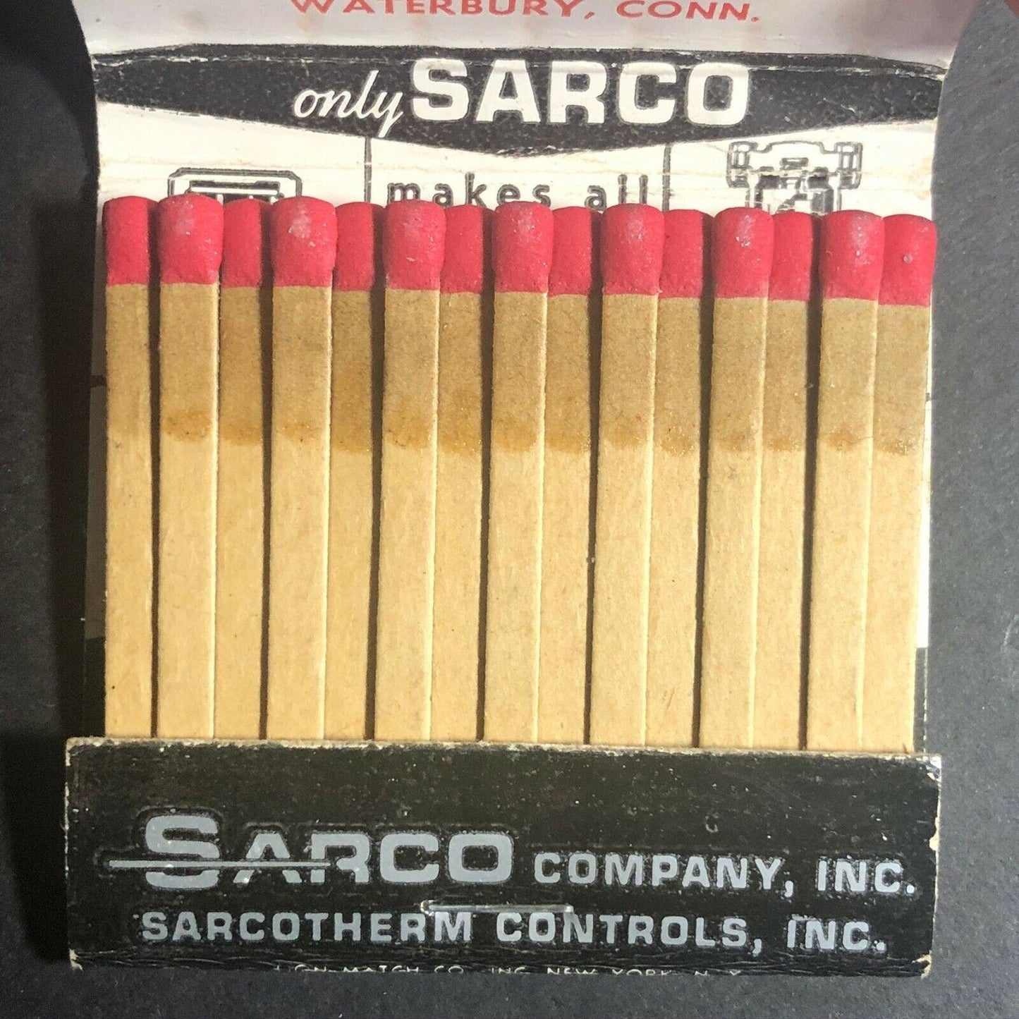 Scarce 60's-70's Full Matchbook "Sarco Steam Traps" Waterbury, CT
