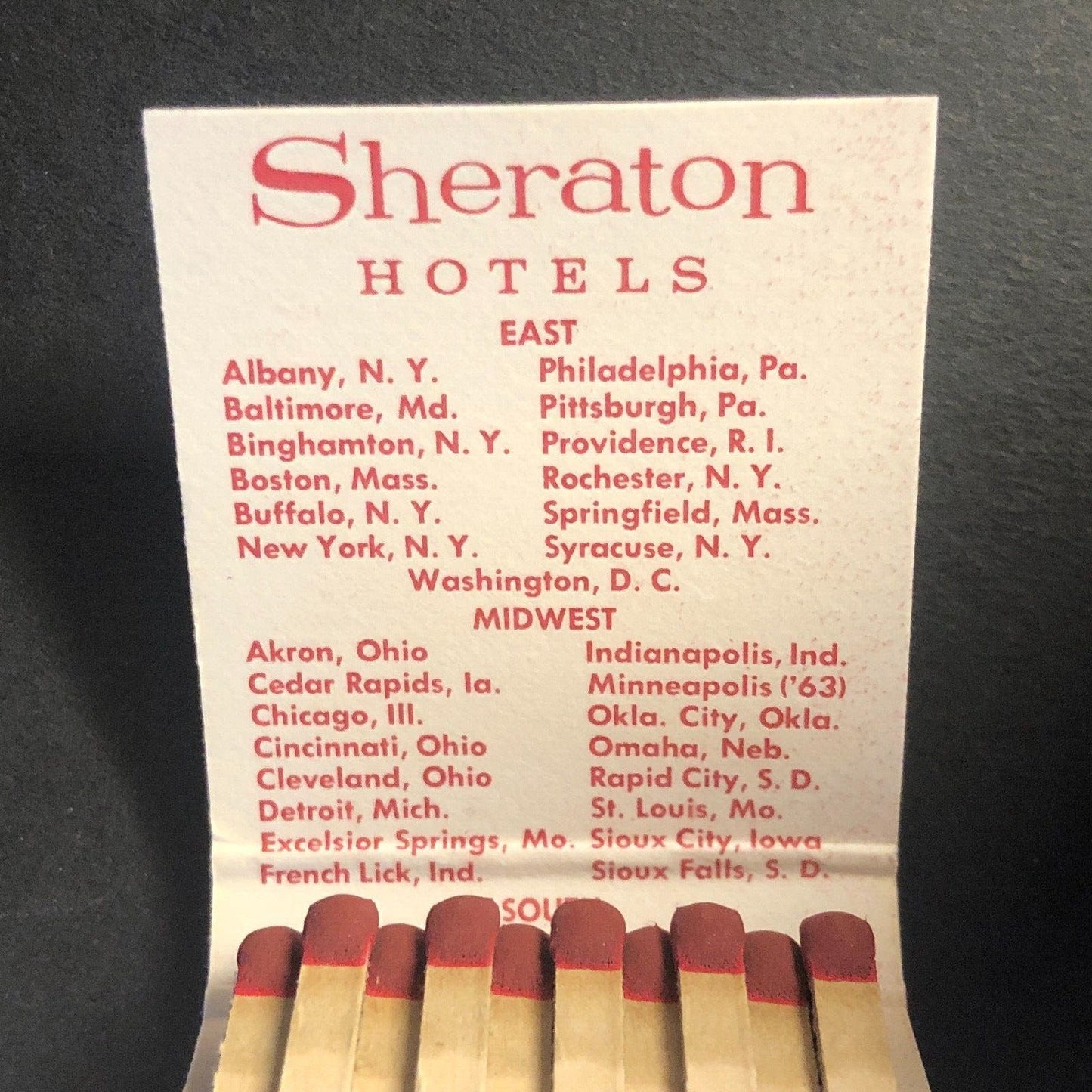 Sheraton Hotels 25th Anniversary Vintage Full Matchbook c1953
