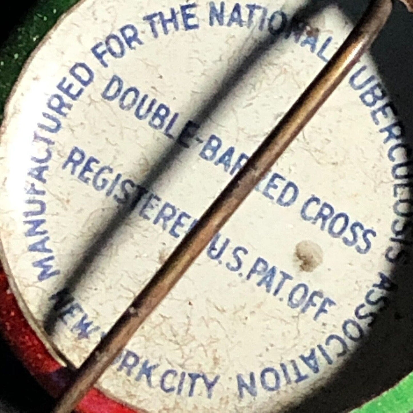 National Tuberculous Assoc. Santa Sm.Celluloid Steel Pinback Button c1930's-40's