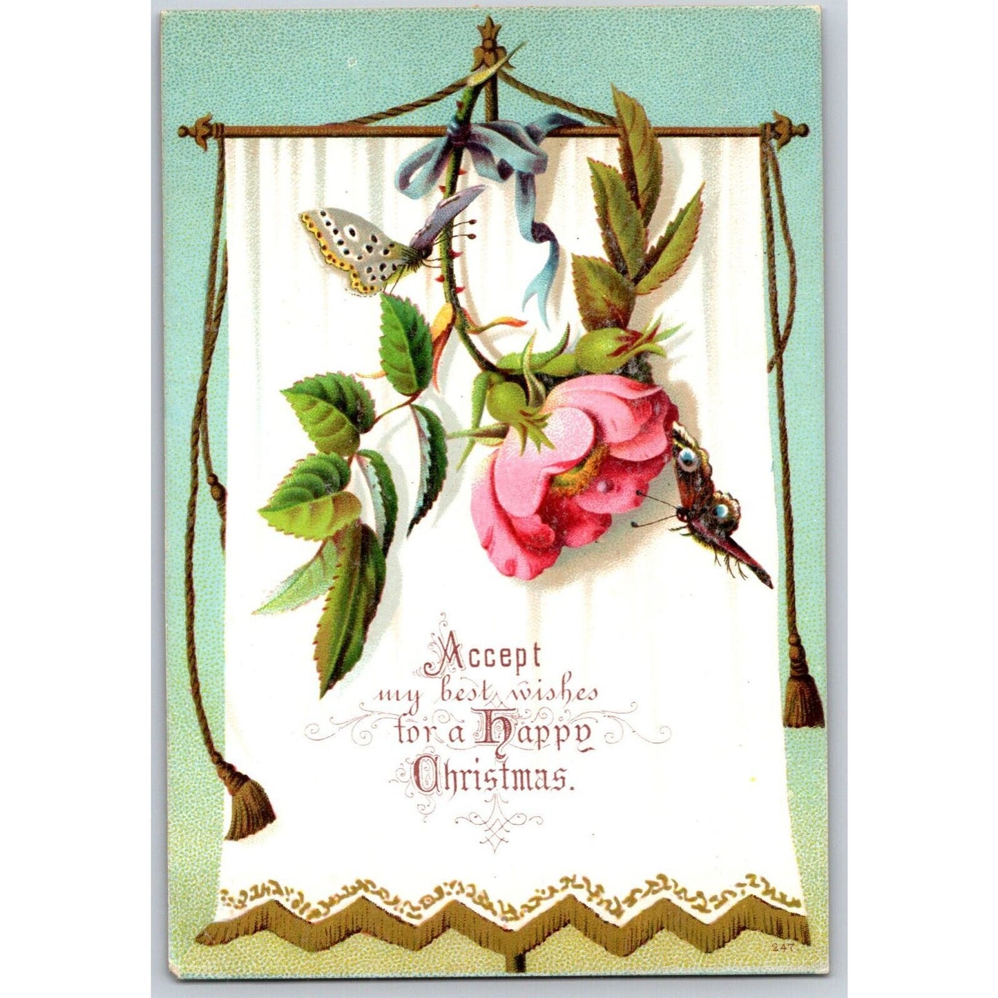 F. P. Louderbough Druggist Philadelphia Victorian Trade Card - Happy Christmas