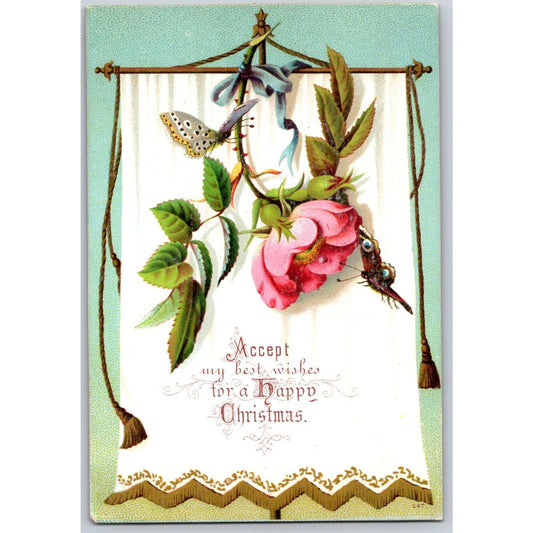 F. P. Louderbough Druggist Philadelphia Victorian Trade Card - Happy Christmas