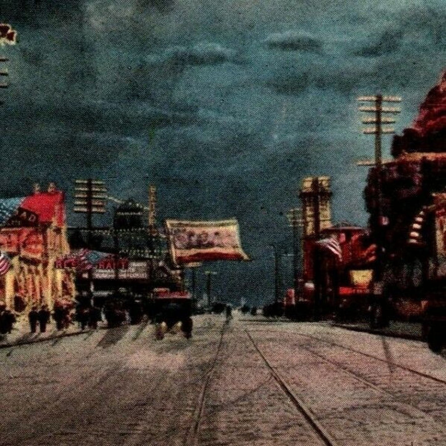 Vintage c1907-10 Coney Island Postcard "Surf Avenue" (Night Scene)