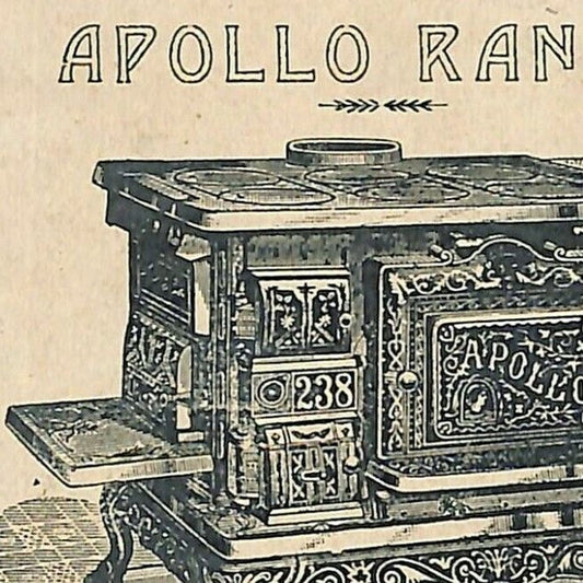 c1880's-90's Victorian Trade Card Apollo Range Minnig & Barto Pine Grove, PA