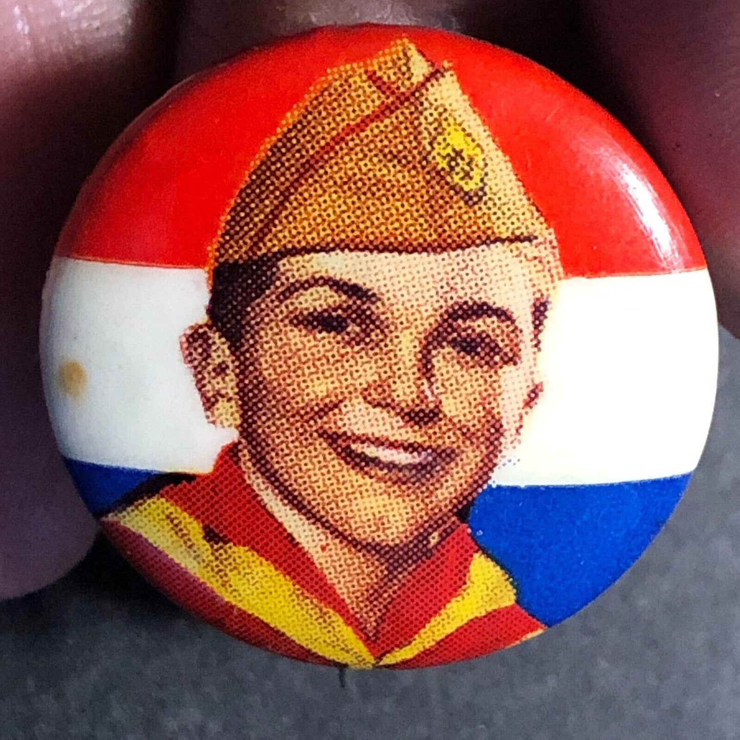 Celluloid BSA Boy Eagle Scout ? Small Patriotic Steel Pinback Button - c1940's