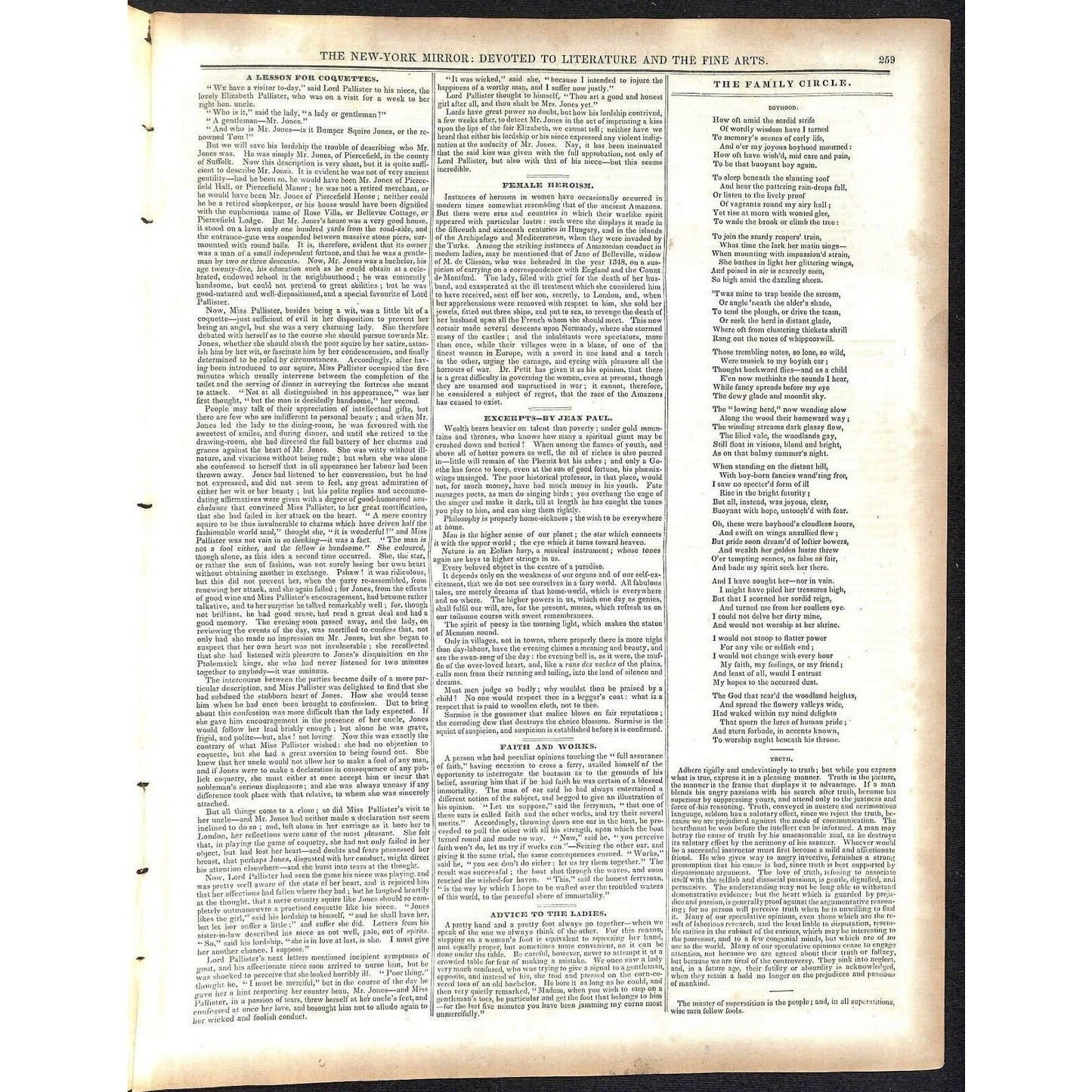 New-York Mirror Weekly Journal Literature Fine Arts Newspaper 2/9/1839