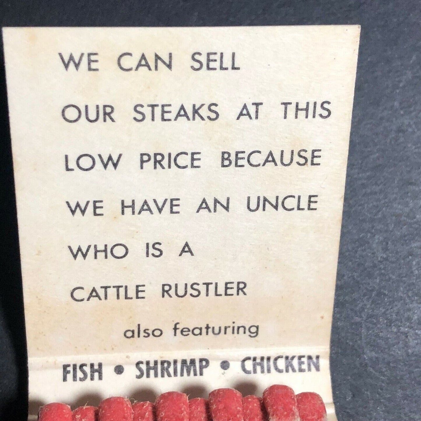 1960's-70's Full Matchbook "Mr. Angus Steak Houses" "This Is No Bum Steer"