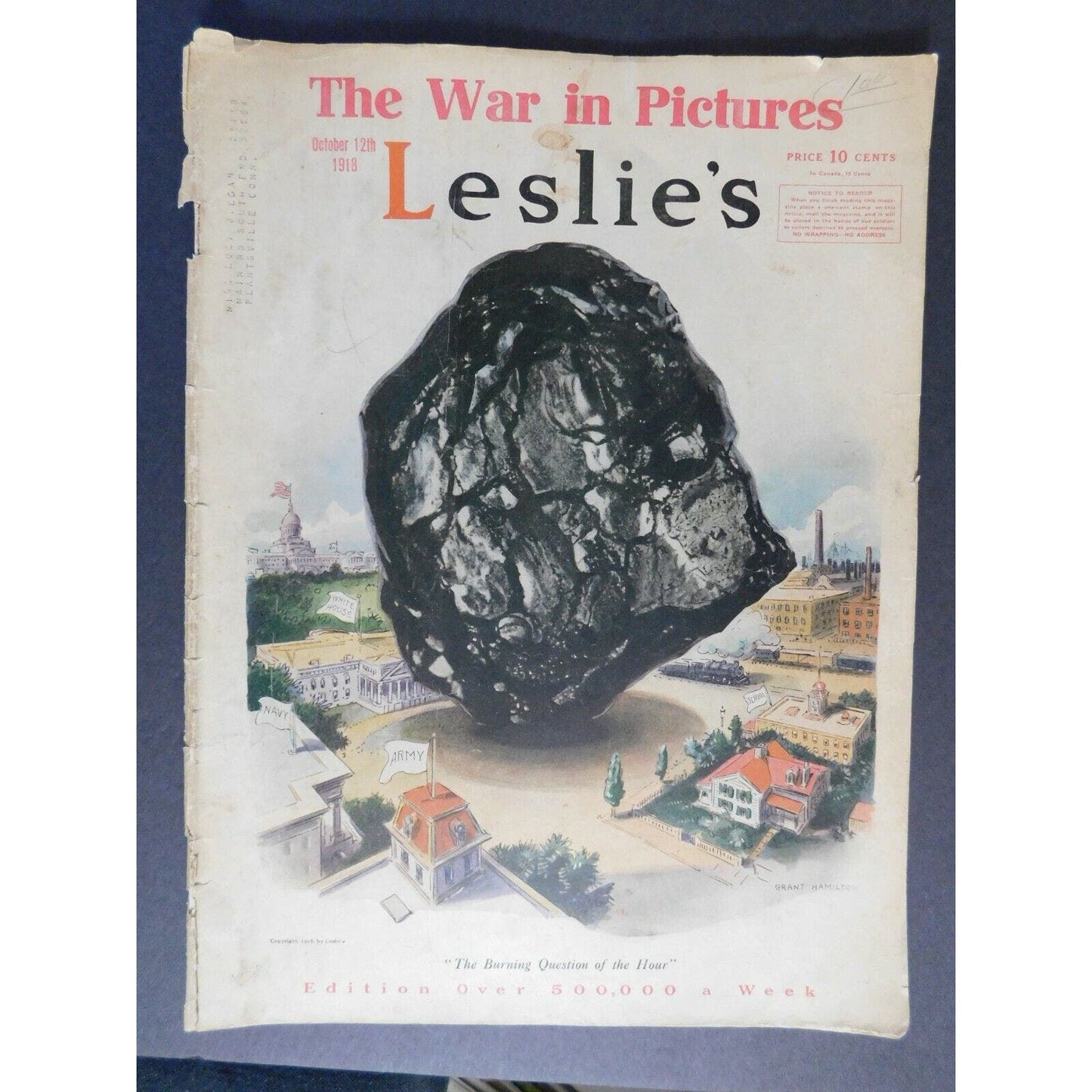 WWI Era Oct 12 1918 Leslie's "The War in Pictures" Coal ..Burning Question 28pgs