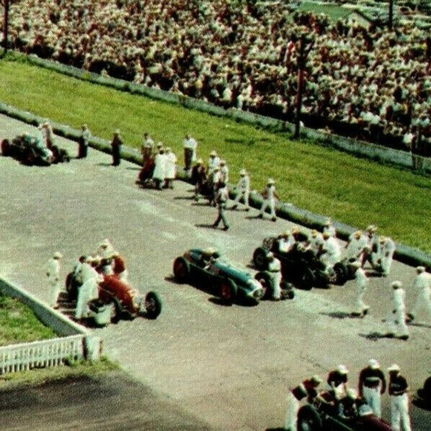 Indy 500 RPPC Postcard 1950 "Cars in Starting Position.." VGC Unposted