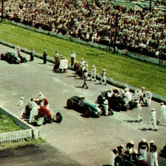 Indy 500 RPPC Postcard 1950 "Cars in Starting Position.." VGC Unposted