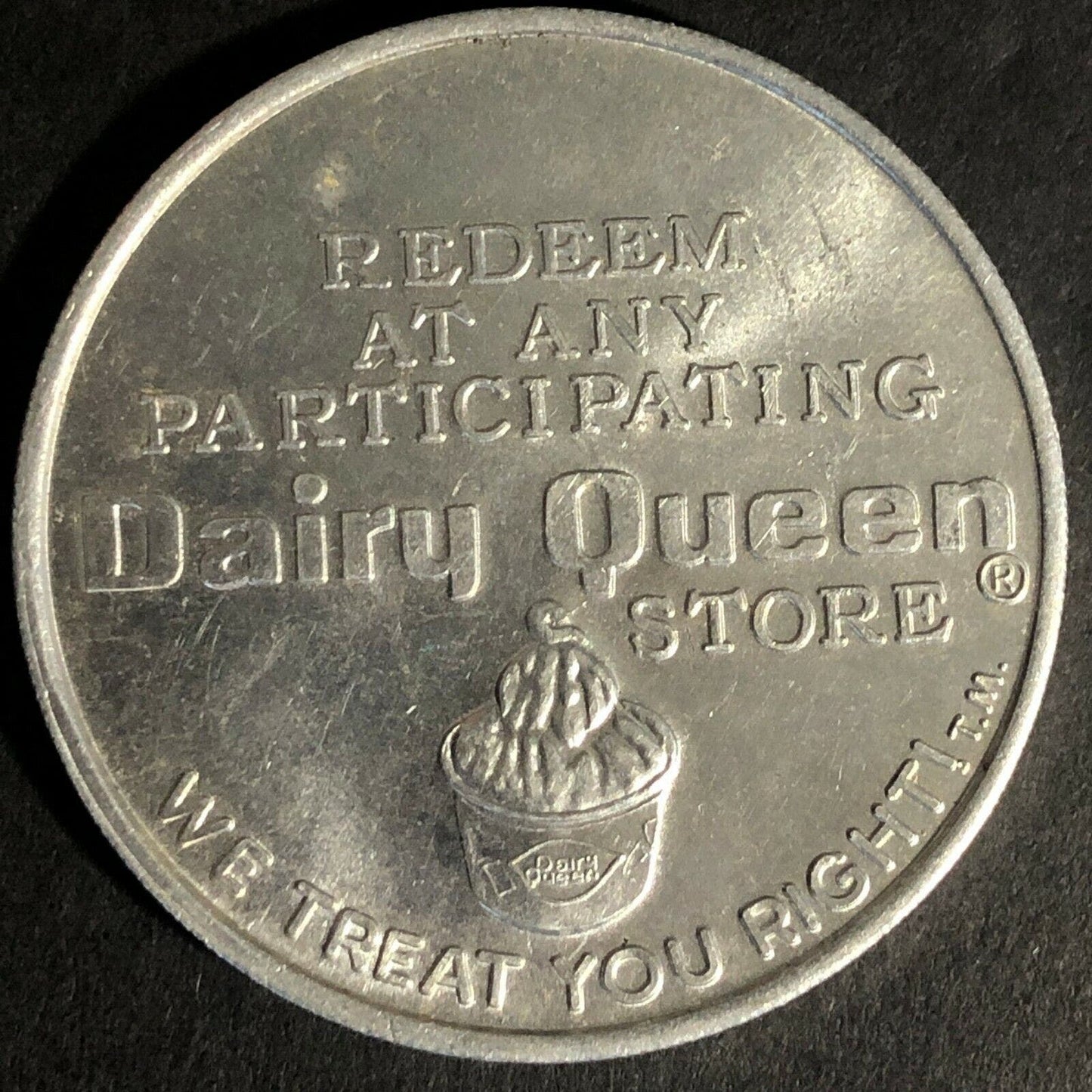 Dairy Queen Free Sundae or 40c Off Royal Treat Alum Token 39mm Reeded