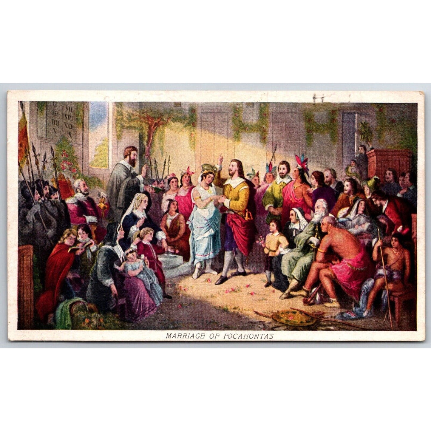 "Marriage of Pocahontas" Prudential Ins. Advertising Postcard c1911