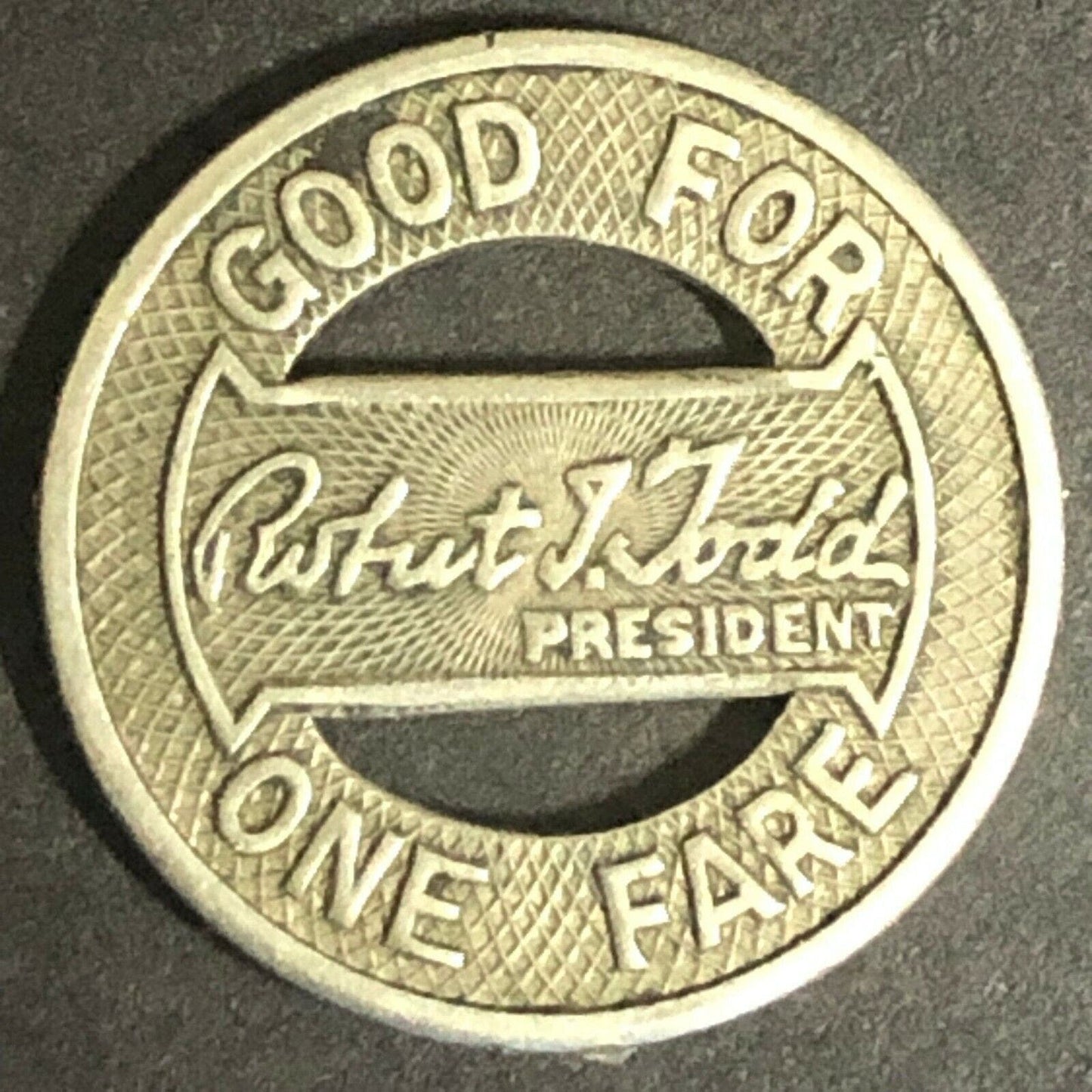 c1920's 16mm Indianapolis ST. RY. CO. G/F Brass One Fare Transit Token (1527)