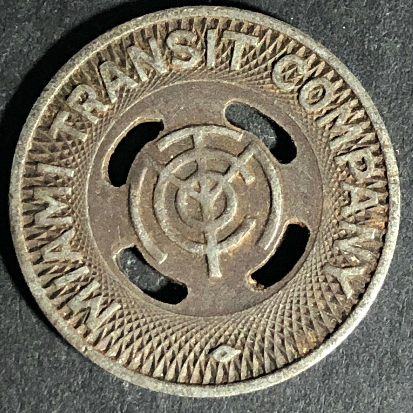 Vintage "Miami Transit Co." "MTC" Token 23mm / c1938
