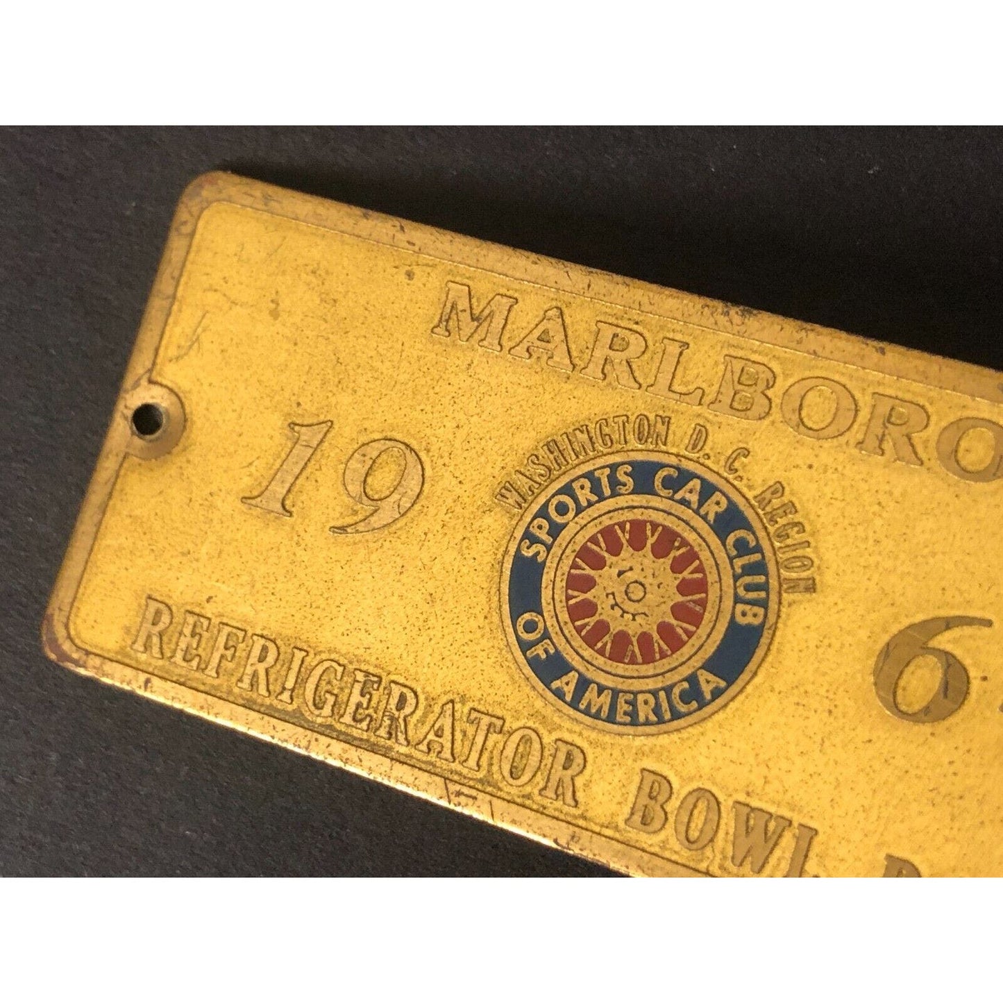 SCCA DC Region Marlboro Refrigerator Bowl 1964 Brass Auto Racing Wall Plaque