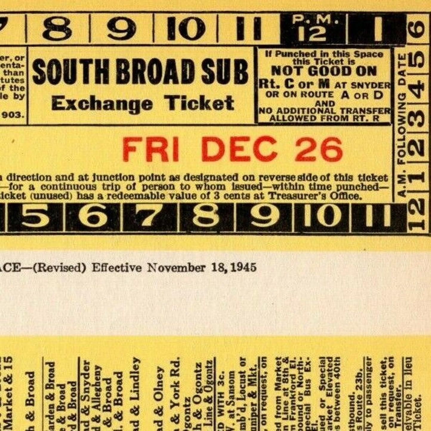 Philadelphia Rapid Transit c1945 Page from Bus Subway Ticket Sample Book (0073)