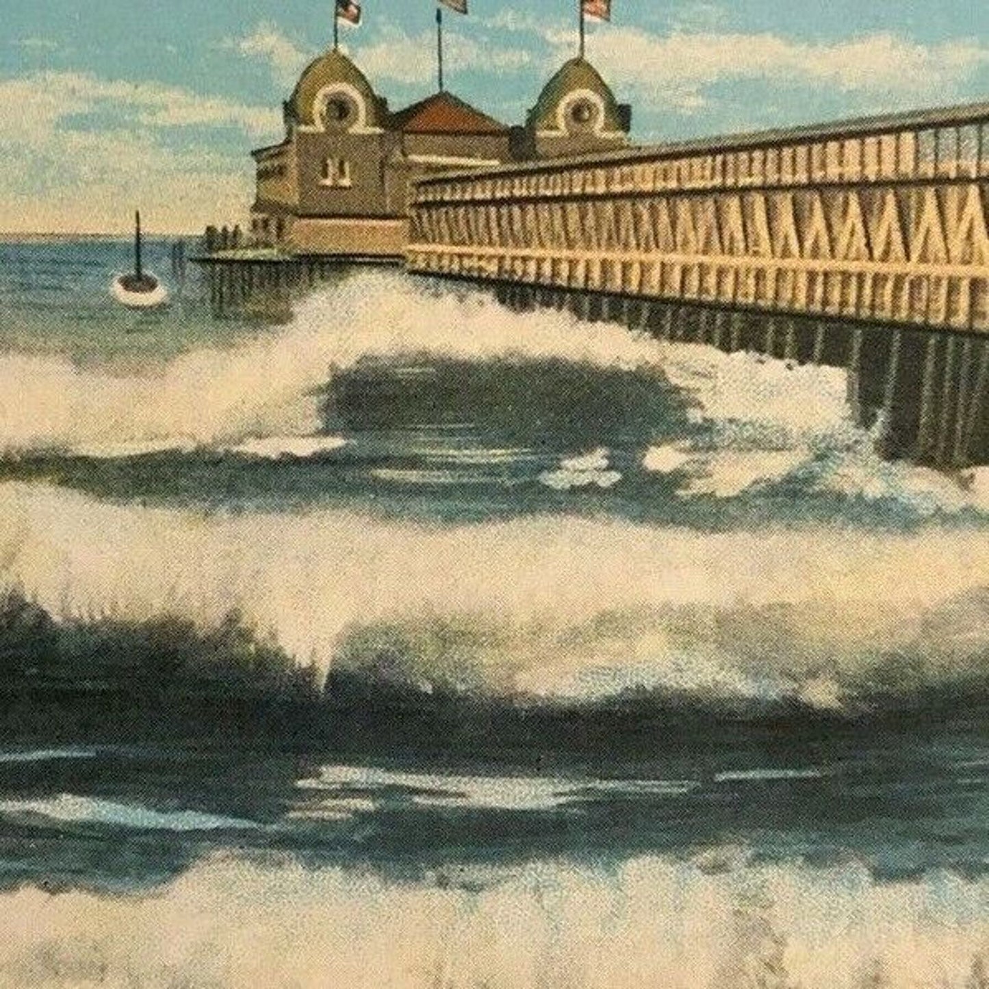 Vintage Postcard - The Breakers and Pleasure Pier, Long Beach, California