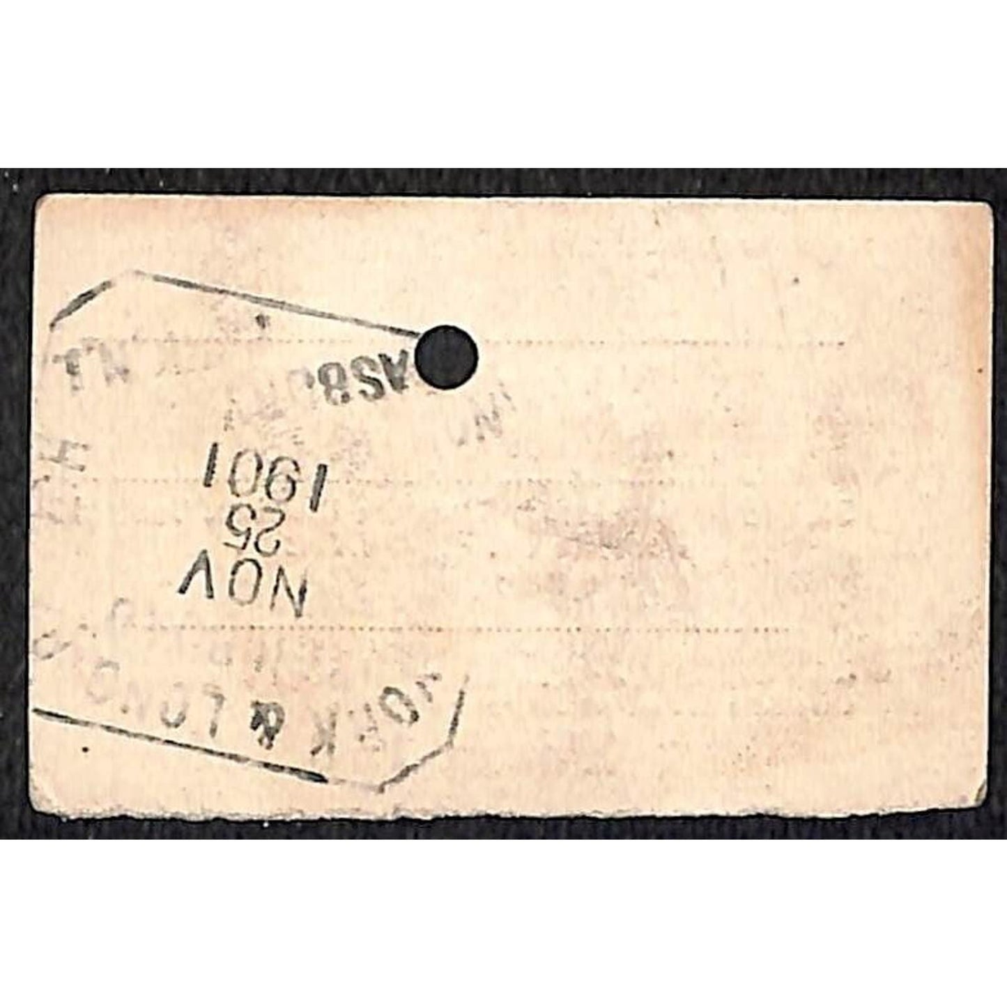 New York & Long Branch Railroad 1901 Ticket North Asbury Park #13926