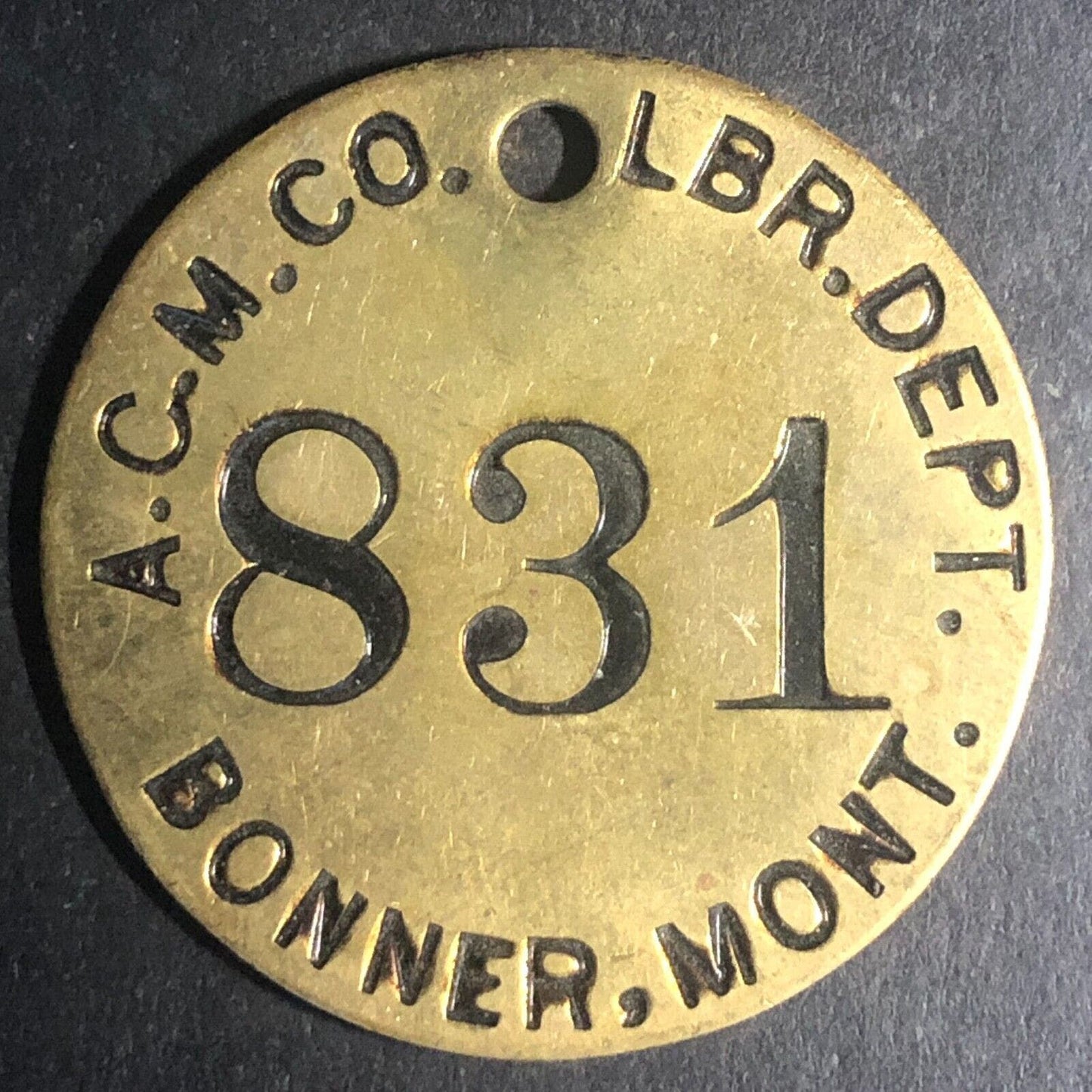Anaconda Copper Mining Co. Bonner, MONT MT Brass Tool Check Tag #831 Scarce