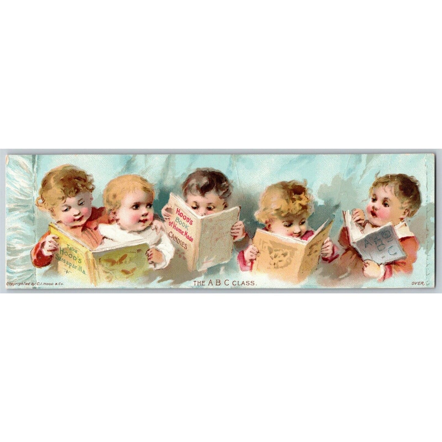 Hood's Sarsaparilla "The A B C Class" Infants Reading Victorian Trade Card