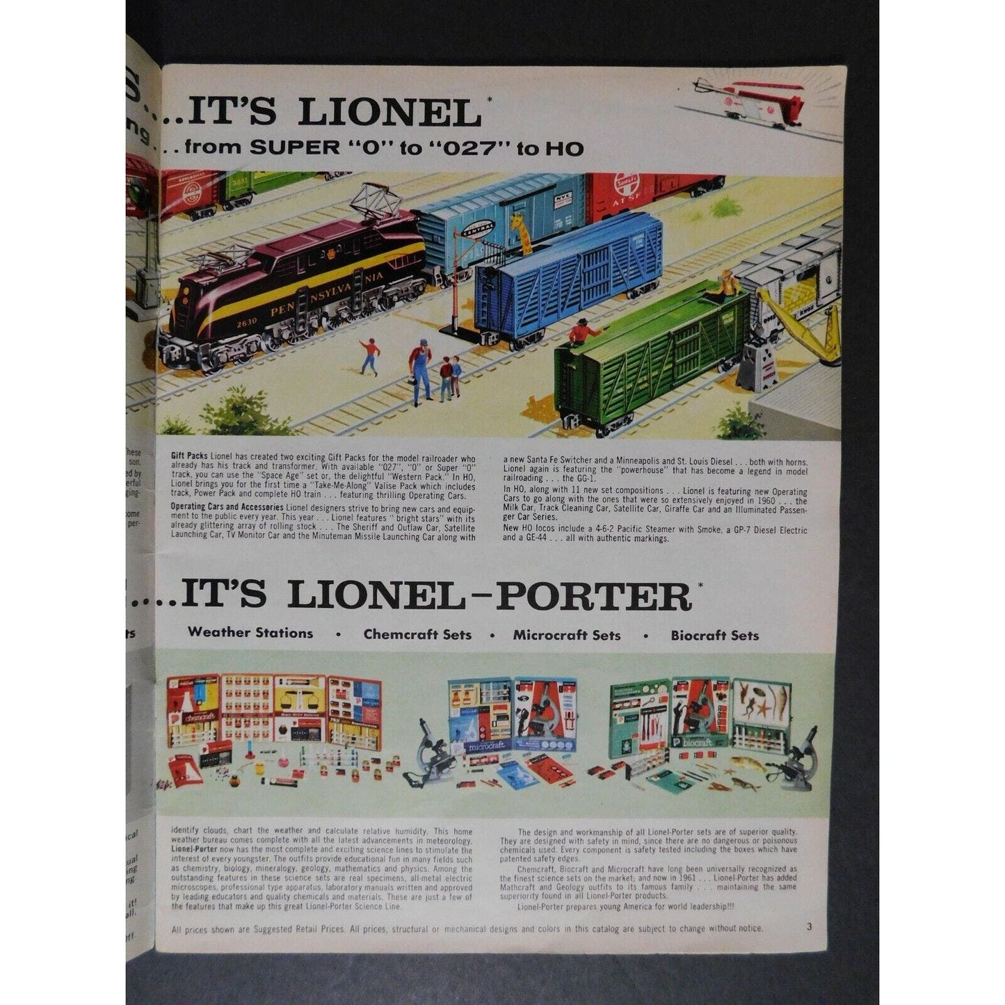 Original 1961 Lionel Porter Science Lines Catalog 71pgs EXC Gary Nelson Coll.