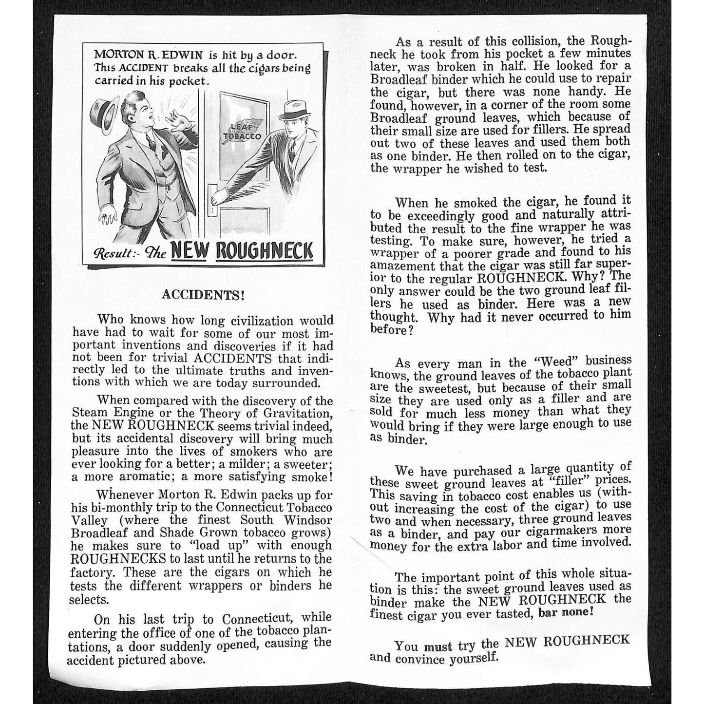 Edwin Cigar Co. "Accidents" Connecticut Pamphlet VGC c1934 Chicago World's Fair*