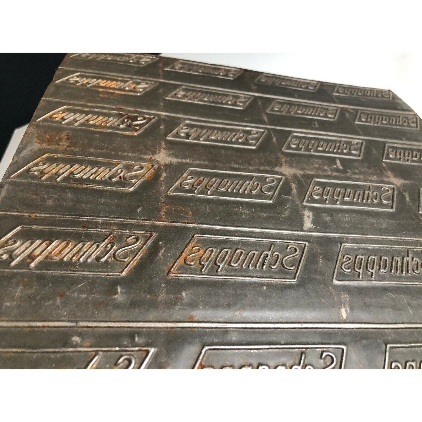 Pair Of 1920's Tin Schnapps Chewing Tobacco Inprint Plates
