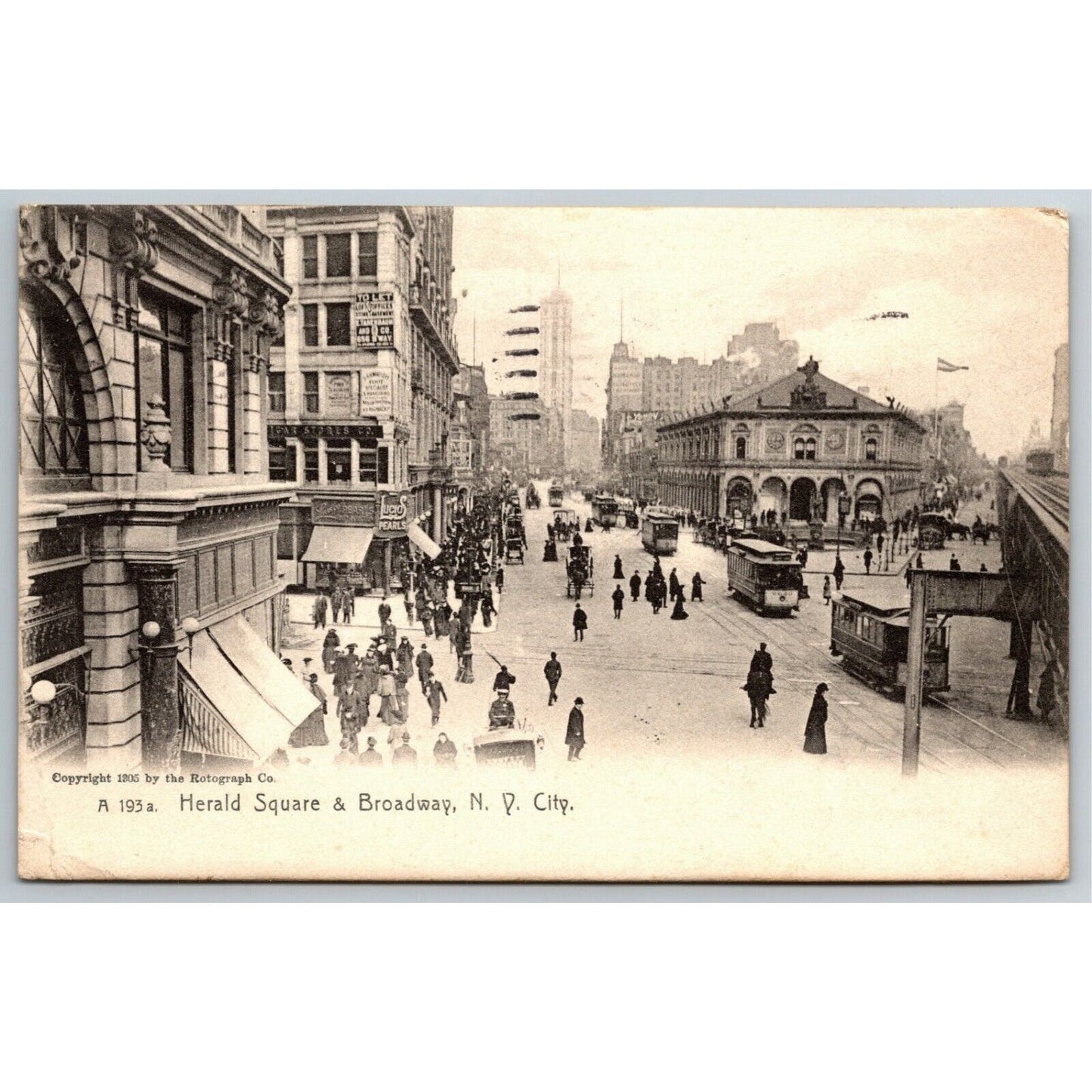Vintage New York City NYC Postcard Herald Square & Broadway c1905-07 Rotograph
