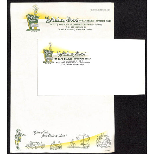 Holiday Inn Cape Charles - Kiptopeke Beach VA Stationary Sheet and Cover - c1965