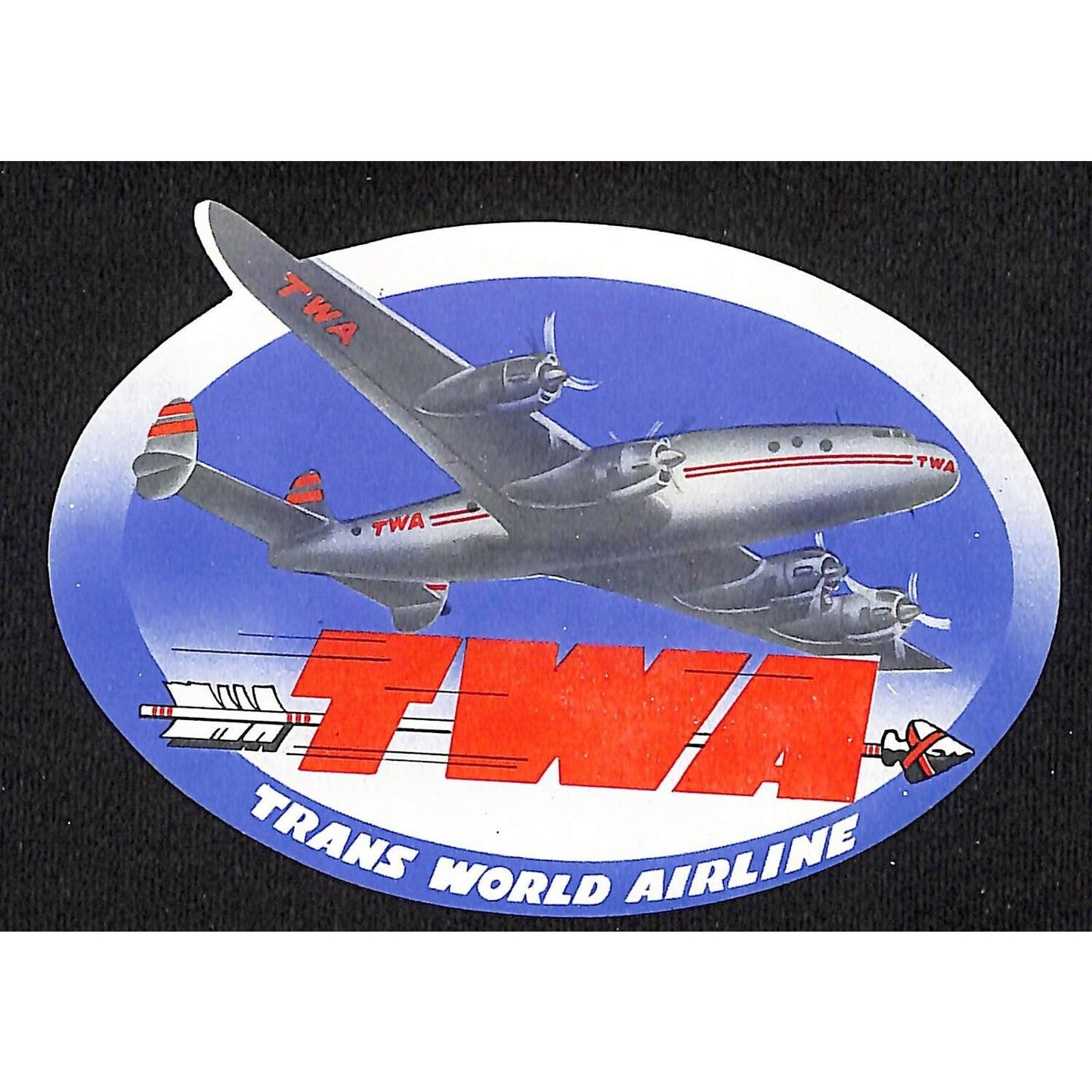 TWA Transworld Airlines Gum Label w/ Plane / Arrowhead Tip Arrow VGC