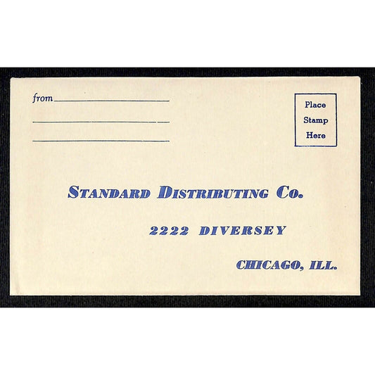 c1940's Standard Distributing Co., 2222 Diversey, Chicago, ILL. Unused Envelope