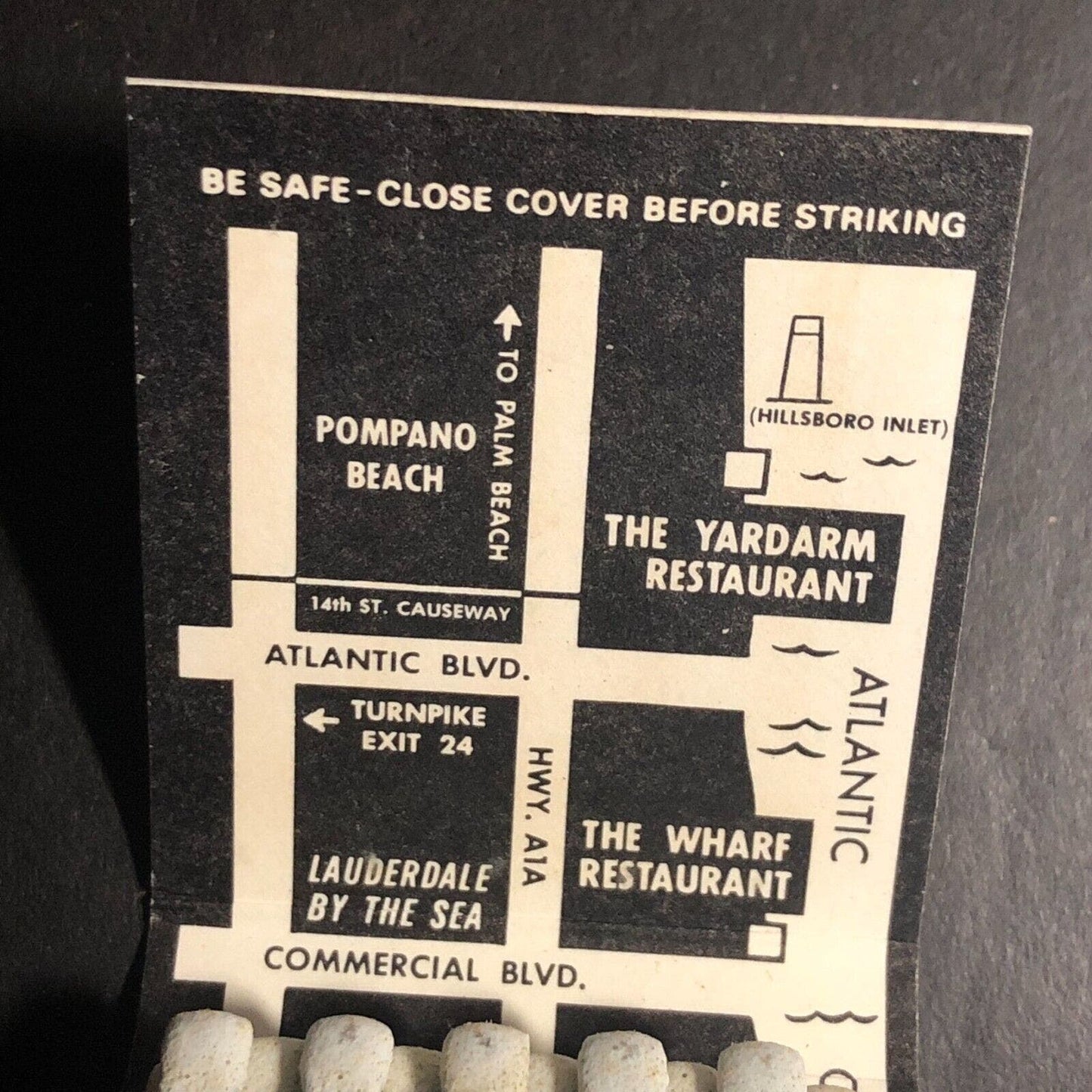 The Yardarm Restaurant Pompano Beach, FL Full Matchbook c1974-84 VGC